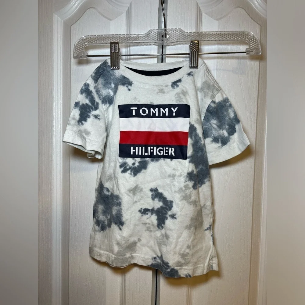 Tommy Hilfiger - Boys Toddler Kids T-Shirt Basic Casual Navy & White Tie-Dye - Picture 1 of 3